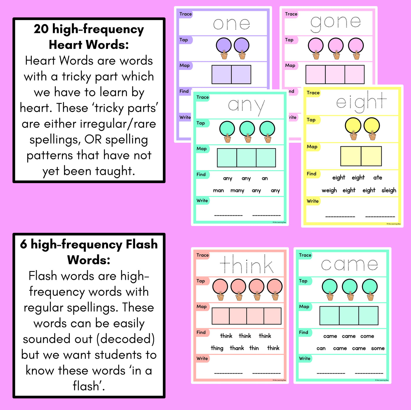 HEART WORD MAPPING MATS - High-Frequency Words Set 4