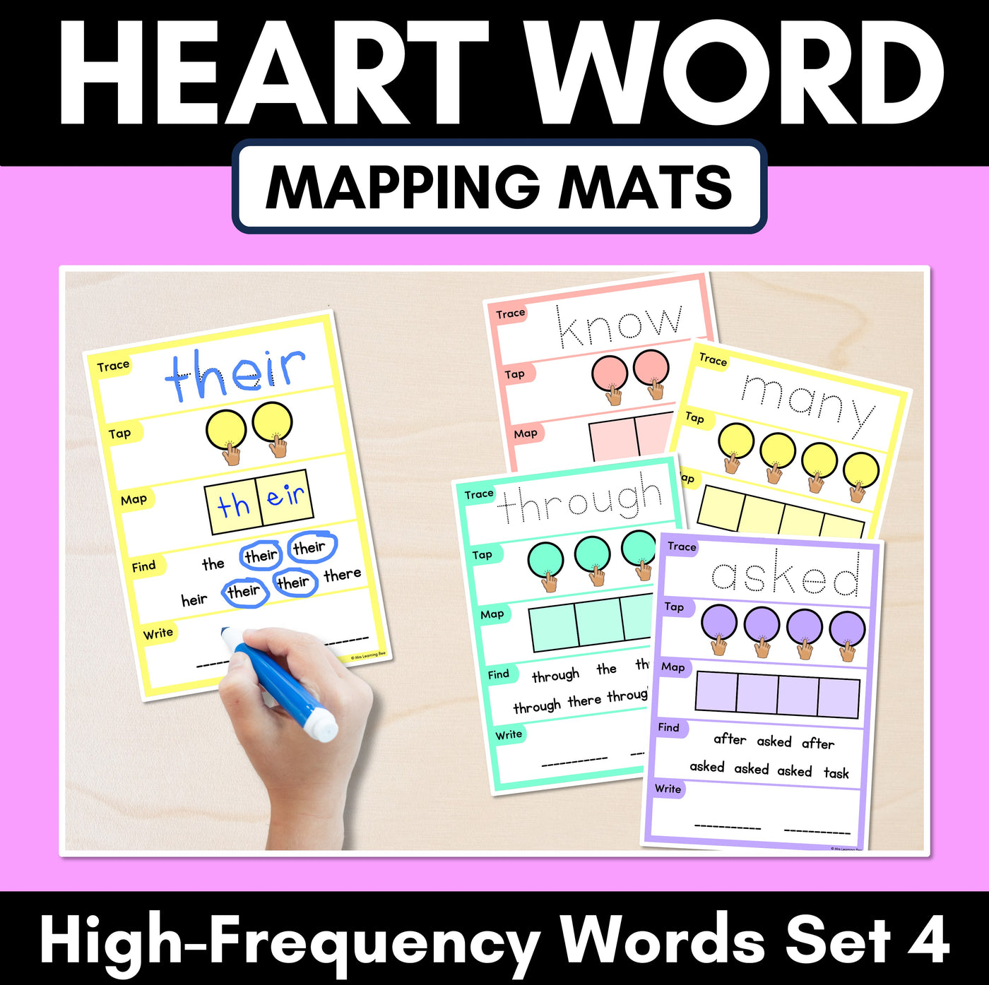 HEART WORD MAPPING MATS - High-Frequency Words Set 4