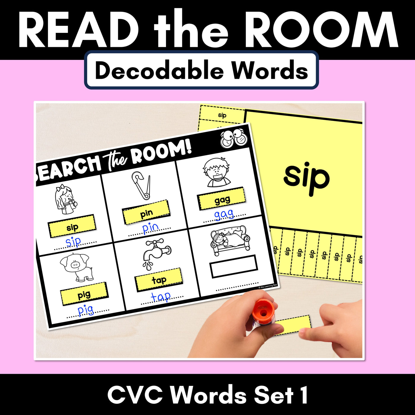 READ THE ROOM - Decodable Words Phonics Activity - CVC Words Set 1
