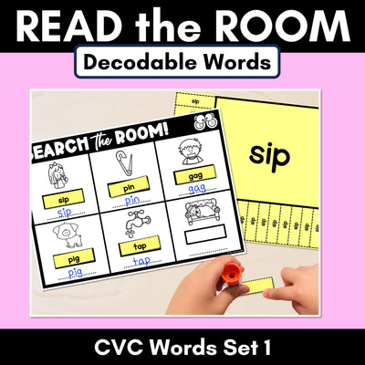 READ THE ROOM - Decodable Words Phonics Activity - CVC Words Set 1