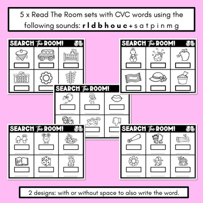 READ THE ROOM - Decodable Words Phonics Activity - CVC Words Set 2