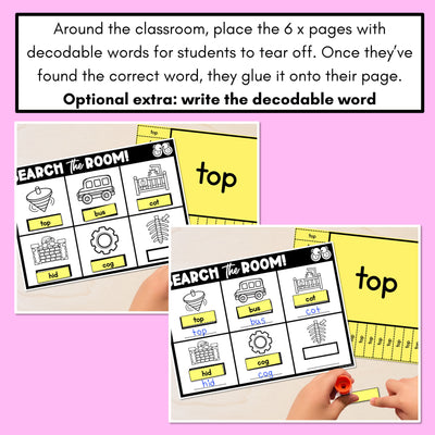 READ THE ROOM - Decodable Words Phonics Activity - CVC Words Set 2