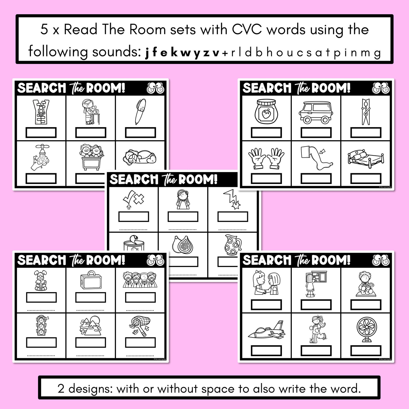 READ THE ROOM - Decodable Words Phonics Activity - CVC Words Set 3