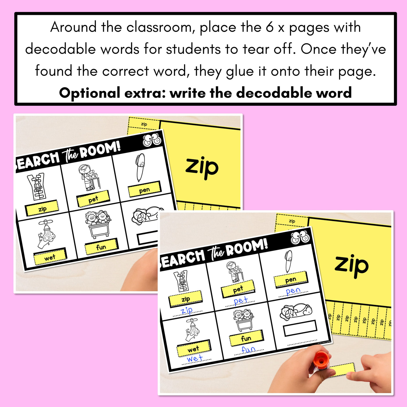 READ THE ROOM - Decodable Words Phonics Activity - CVC Words Set 3