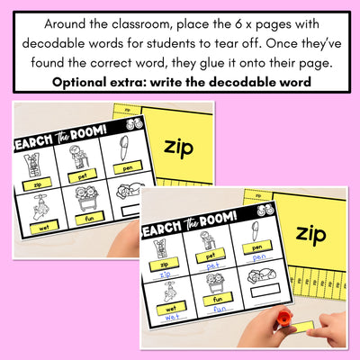 READ THE ROOM - Decodable Words Phonics Activity - CVC Words Set 3