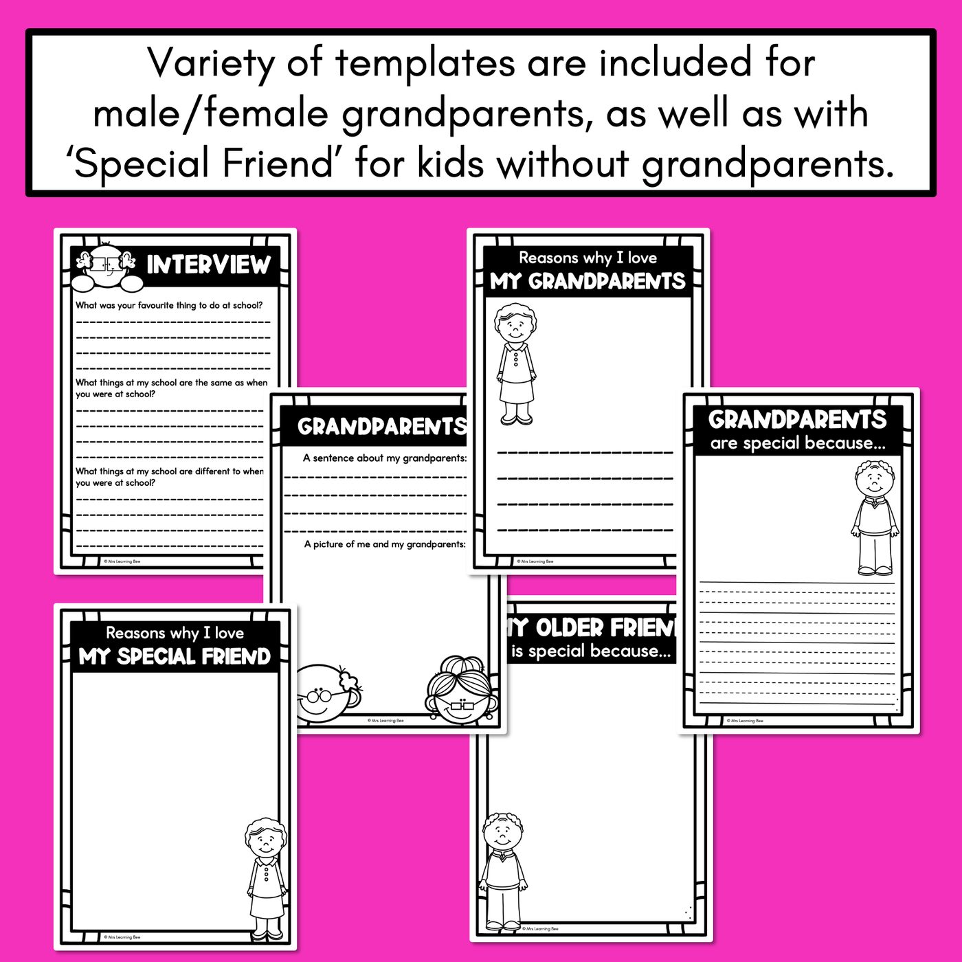 Grandparents Day Activity Pack - Writing Templates, Grandparent Interview, Mini Books & More