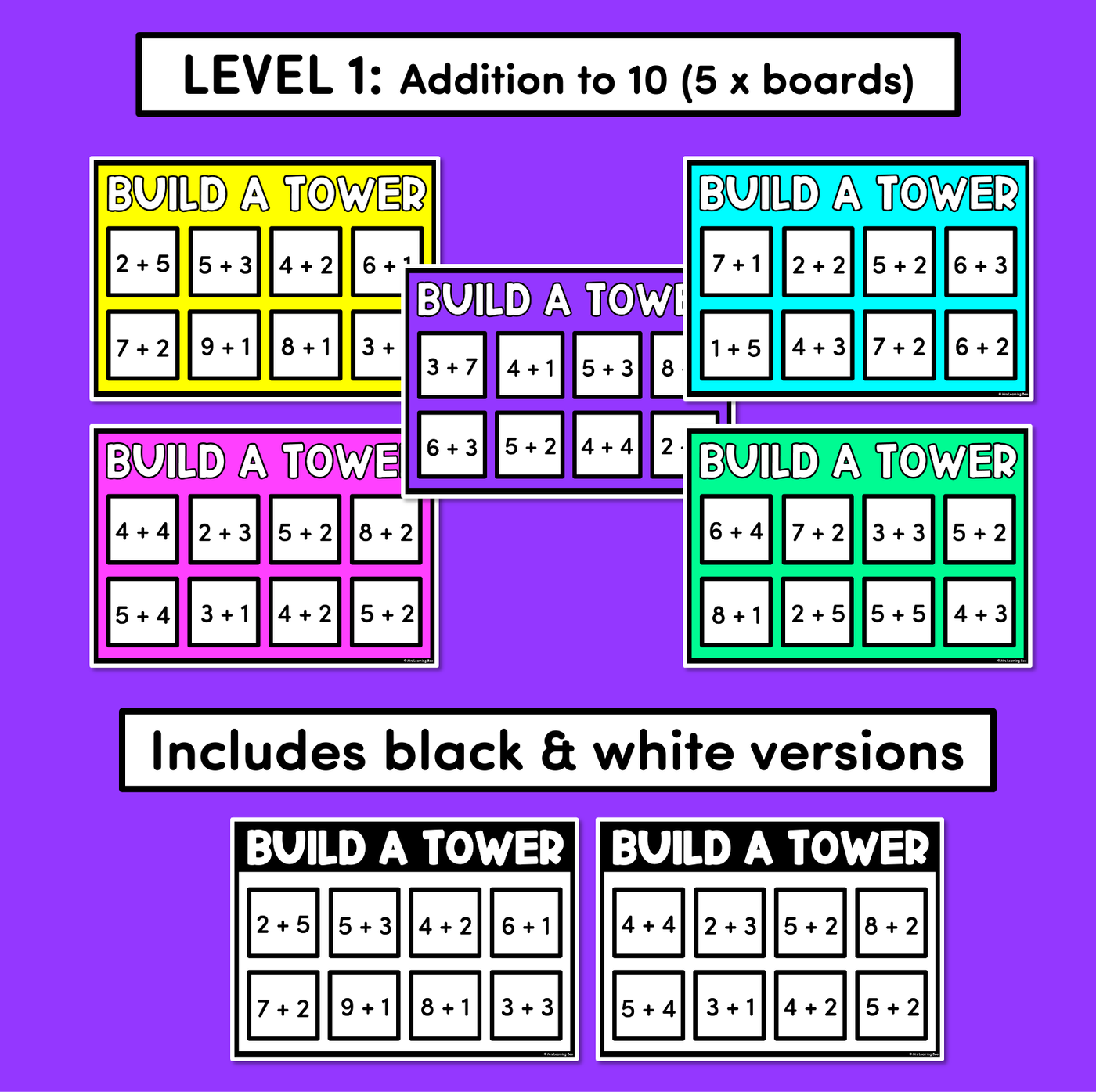 Addition Towers - Build A Tower - Addition to 10 and Addition to 20