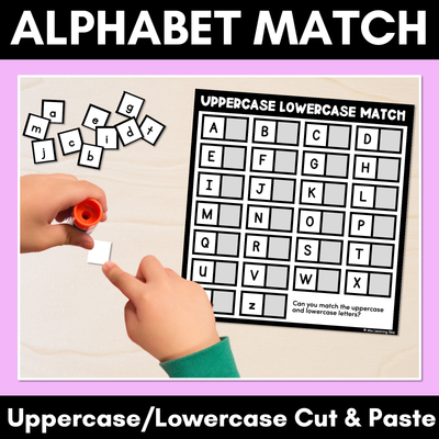 Alphabet Match Worksheets - Uppercase & Lowercase Cut & Paste Activity