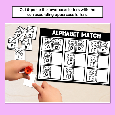 Alphabet Match Worksheets - Uppercase & Lowercase Cut & Paste Activities