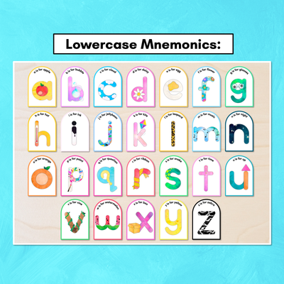 Alphabet Posters with Embedded Mnemonics - Uppercase & Lowercase Letters - The Kutopia Collection