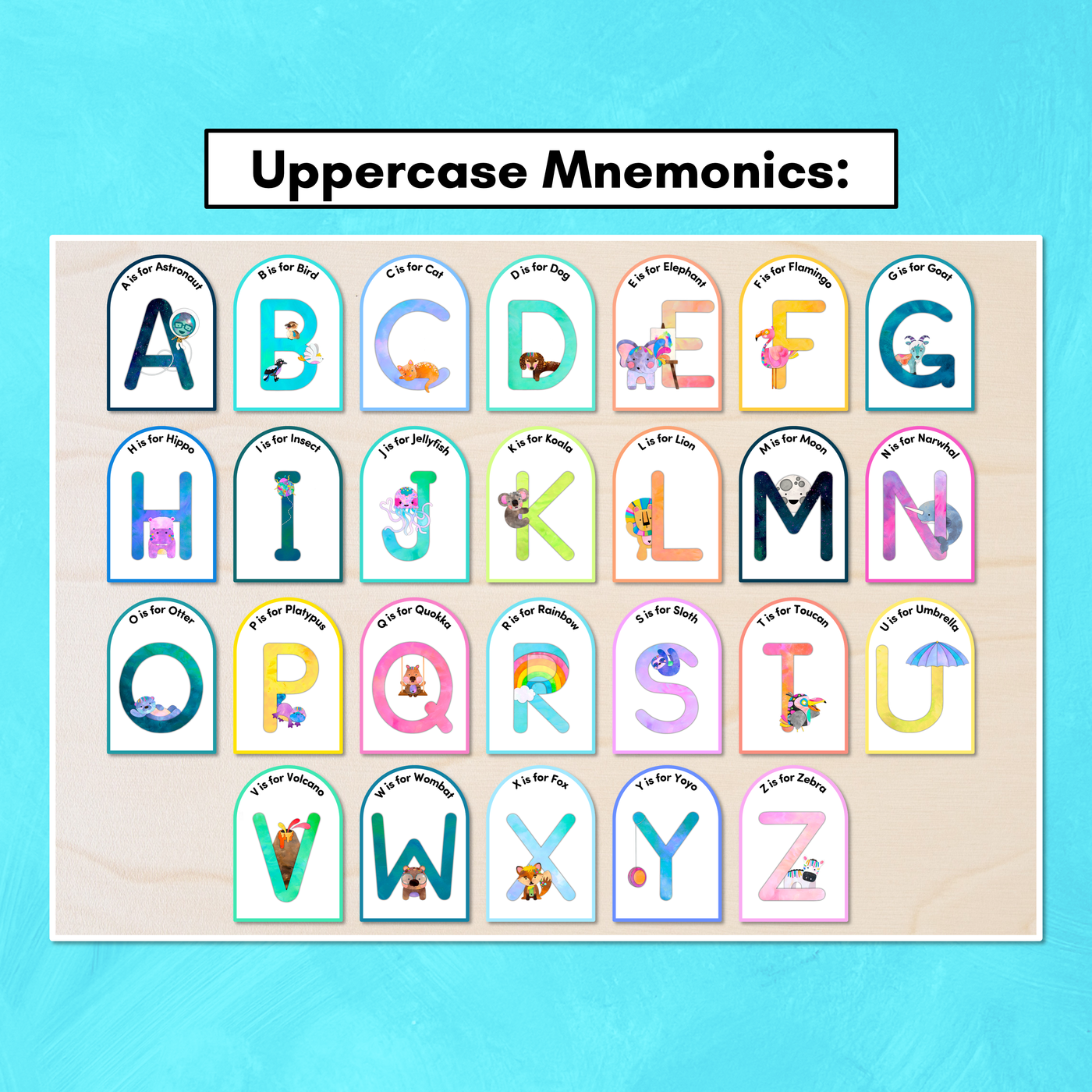 Alphabet Posters with Embedded Mnemonics - Uppercase & Lowercase Letters - The Kutopia Collection