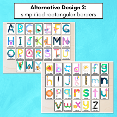 Alphabet Posters with Embedded Mnemonics - Uppercase & Lowercase Letters - The Kutopia Collection