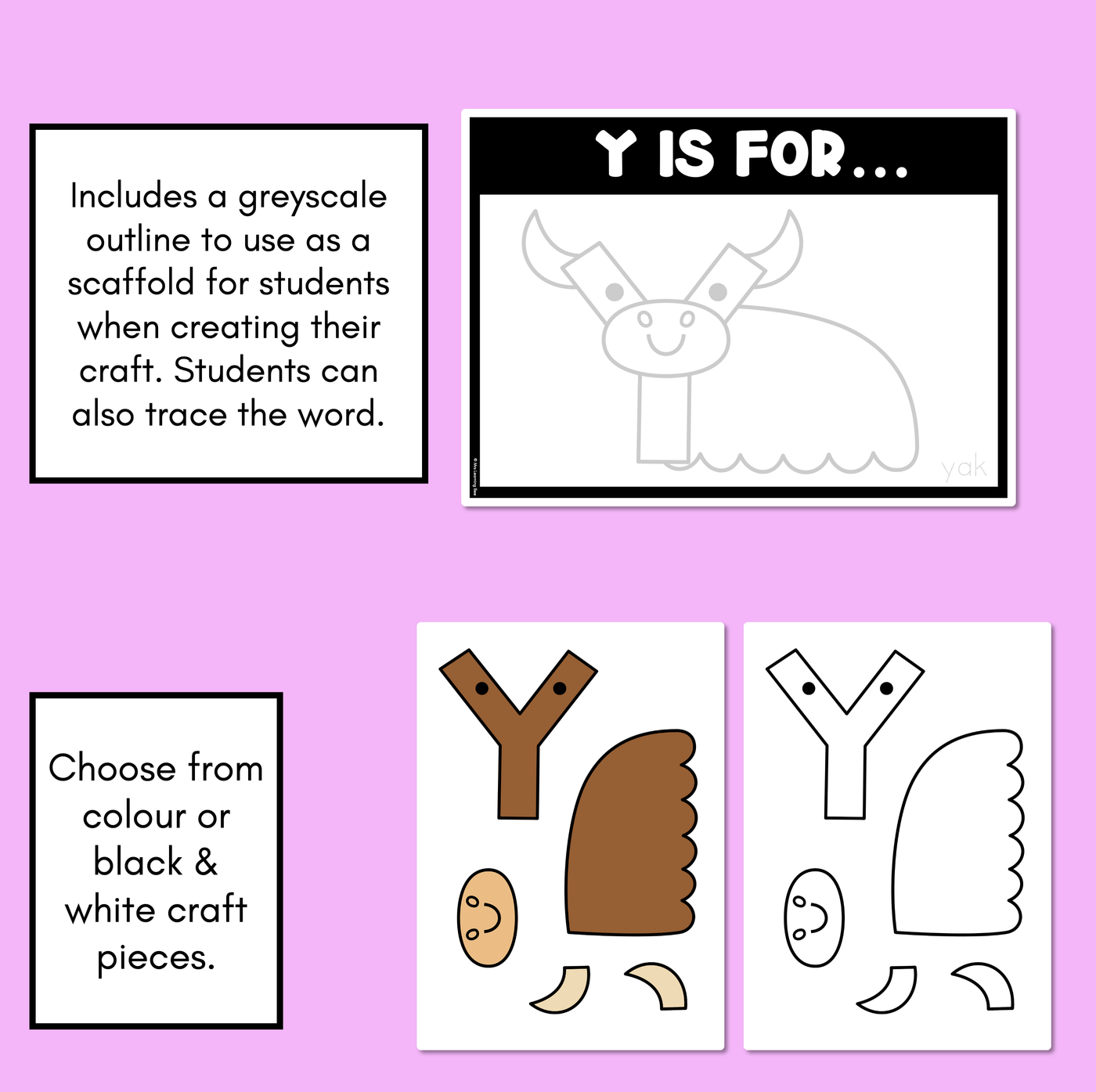 Beginning Sound Crafts - Letter Y - Y is for Yak