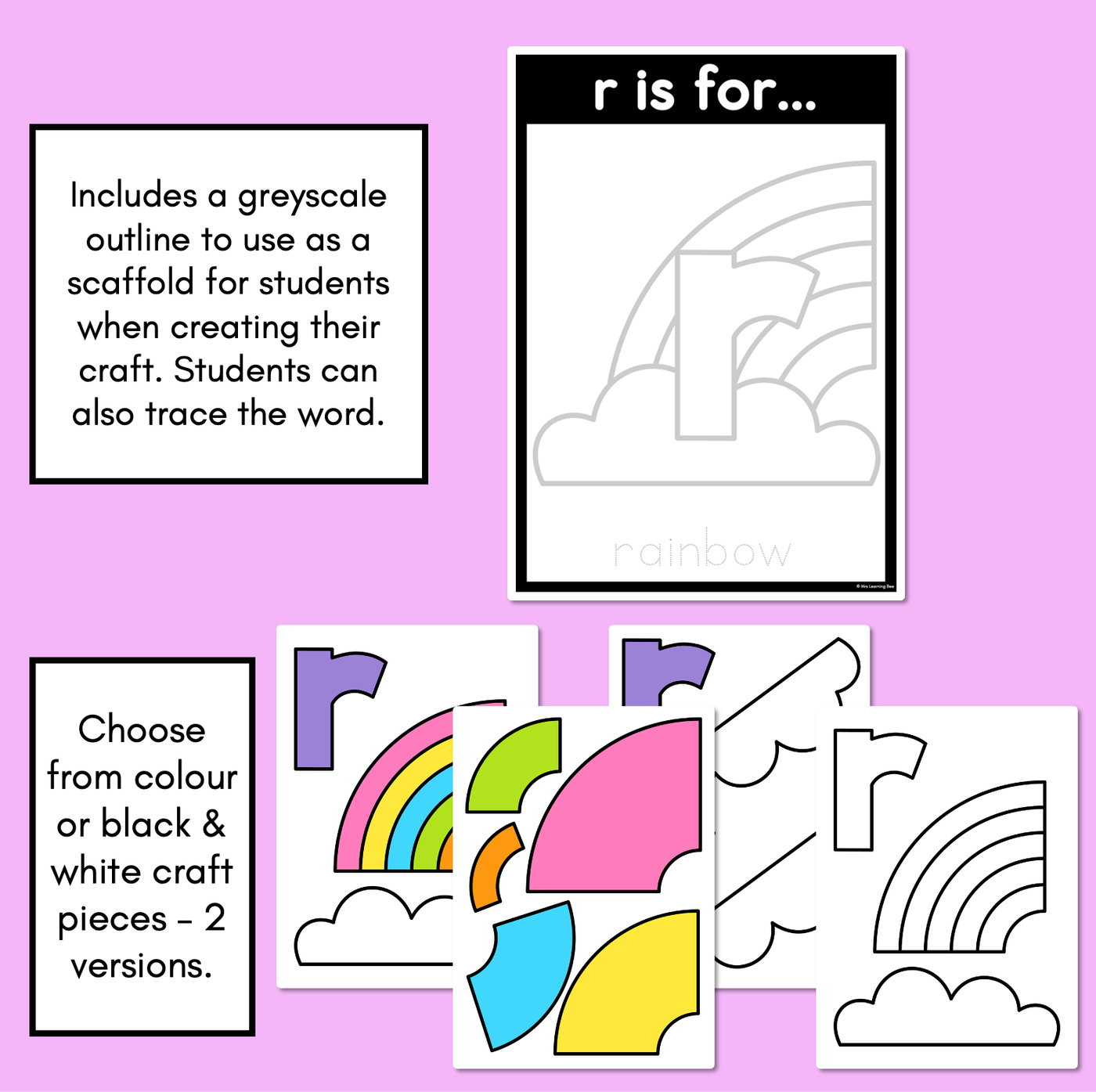 Beginning Sound Crafts - LOWERCASE Letter R - R is for Rainbow