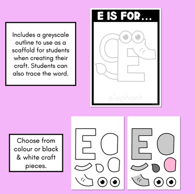 Beginning Sound Crafts - Letter E - E is for Elephant
