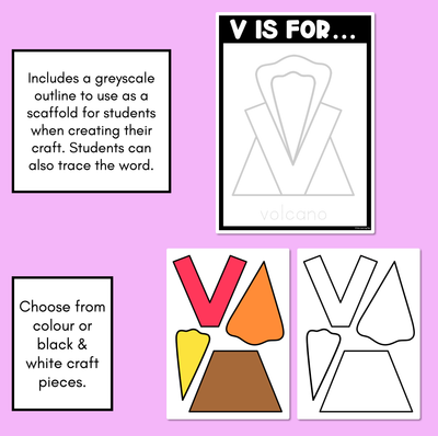 Beginning Sound Crafts - Letter V - V is for Volcano