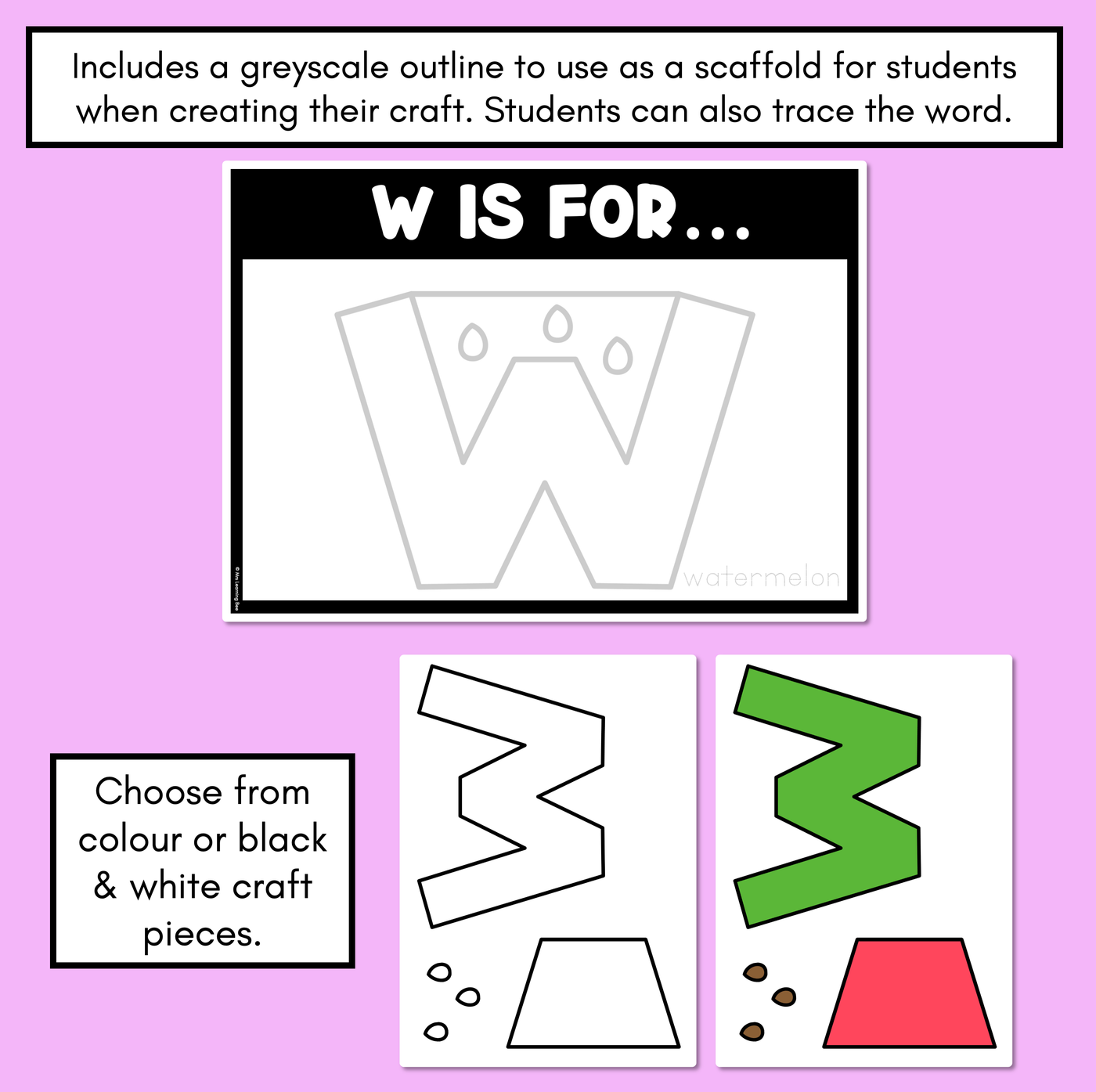 Beginning Sound Crafts - Letter W - W is for Watermelon