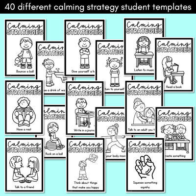 Calming Strategies for Children - Black and White Student Templates