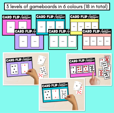 Card Flip Addition - Addition Games for Kindergarten, 1st and 2nd Grade