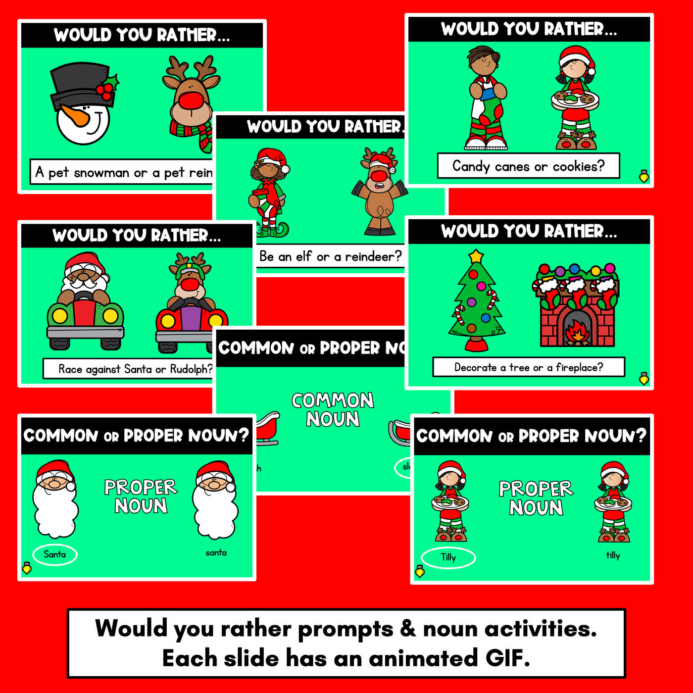 Christmas Activities for Kindergarten, Grade 1 & Grade 2 - Christmas Literacy PowerPoint