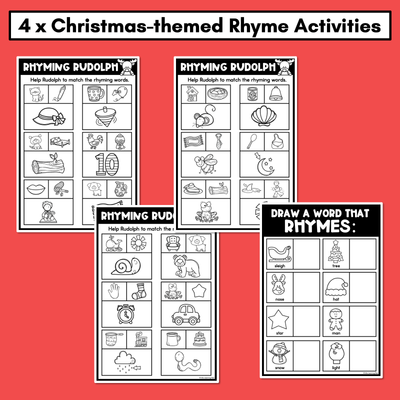 Christmas Phonological Awareness Activities - Rhyme & Syllable Printables