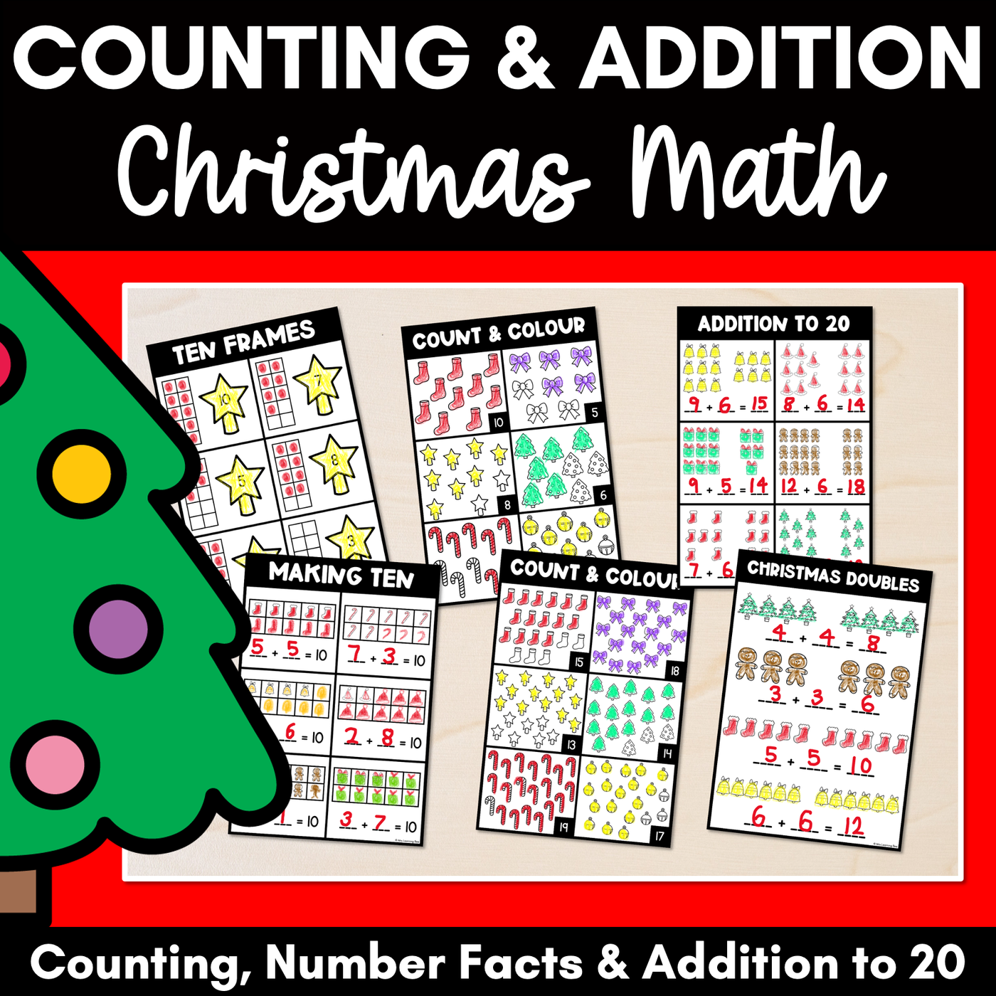 Christmas Math Activities - Counting, Number Facts & Addition to 20