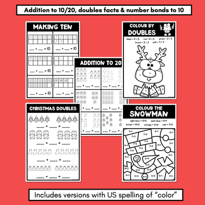 Christmas Math Activities - Counting, Number Facts & Addition to 20