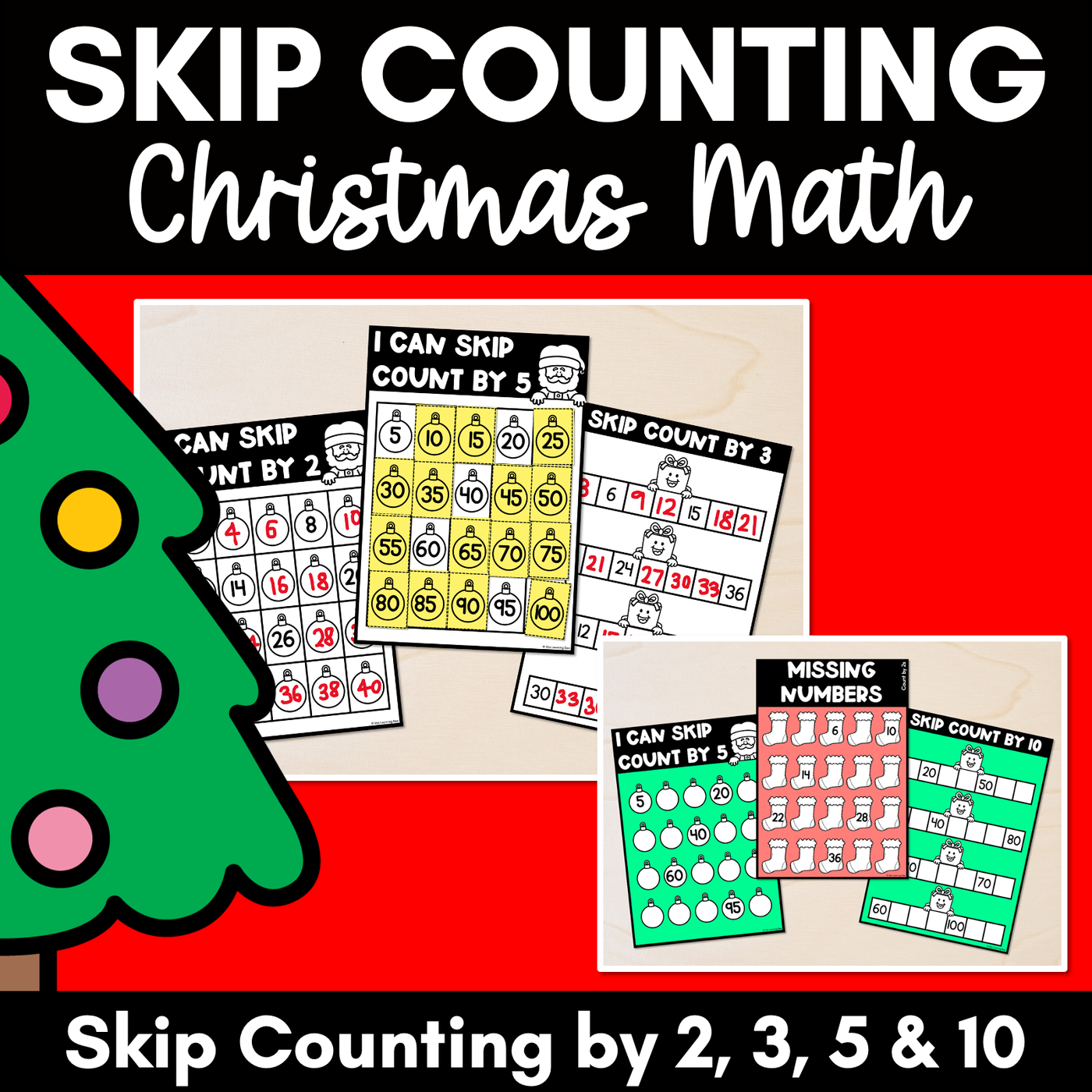 Christmas Math Activities - Skip Counting by 2, 3, 5 and 10