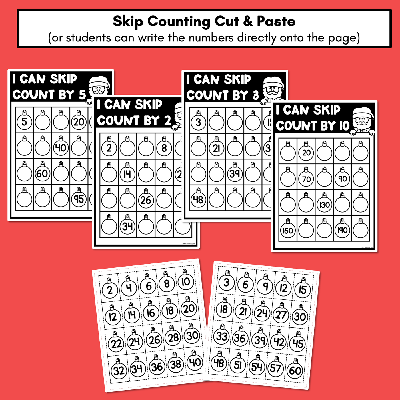 Christmas Math Activities - Skip Counting by 2, 3, 5 and 10