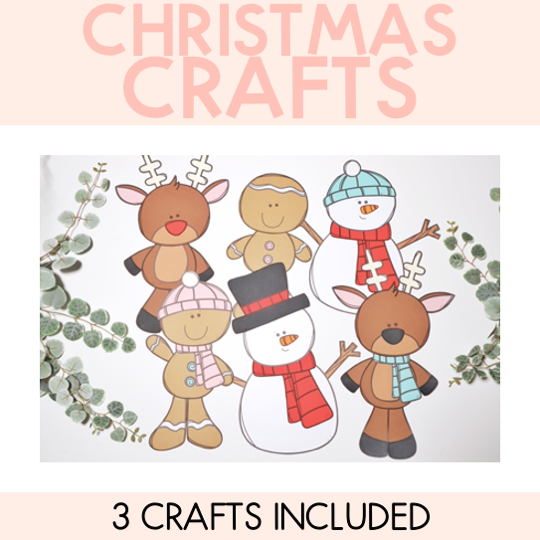 Christmas Crafts - Gingerbread Man, Snowman and Reindeer Crafts