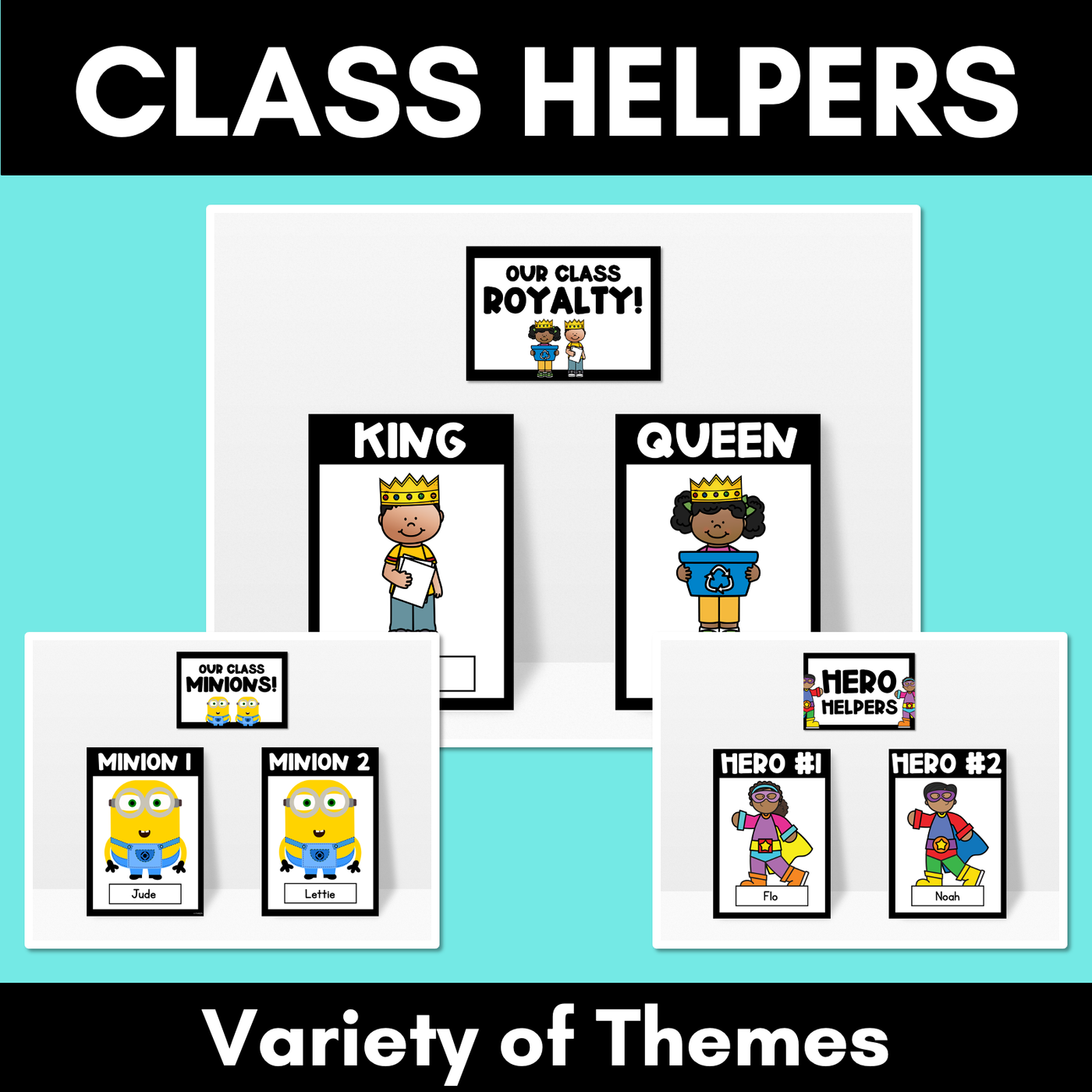 Simple Classroom Helper System - Classroom Helpers Ideas - Multiple Themes