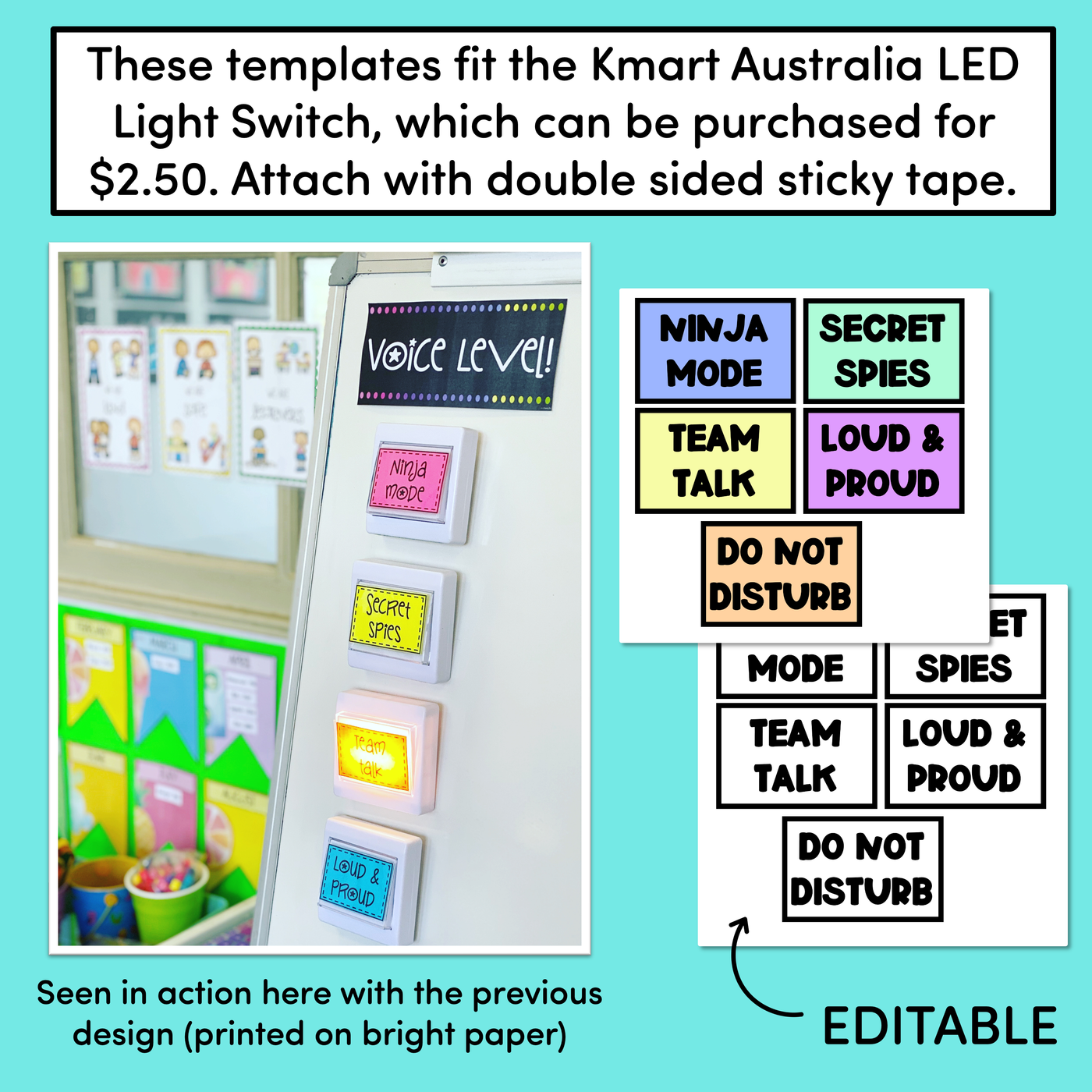 Voice Level Light Templates - Editable Sound Switches - Classroom Management