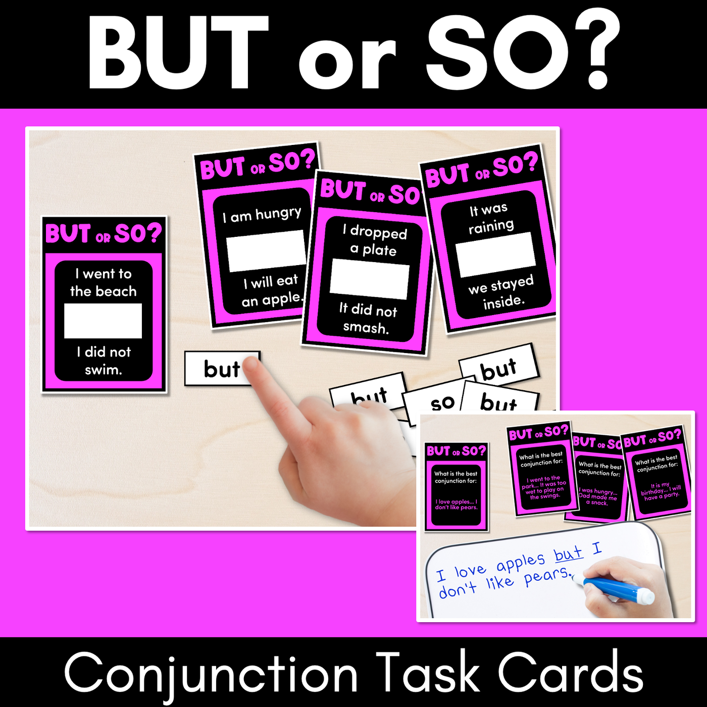 BUT or SO - Conjunction Task Cards - VCOP aligned
