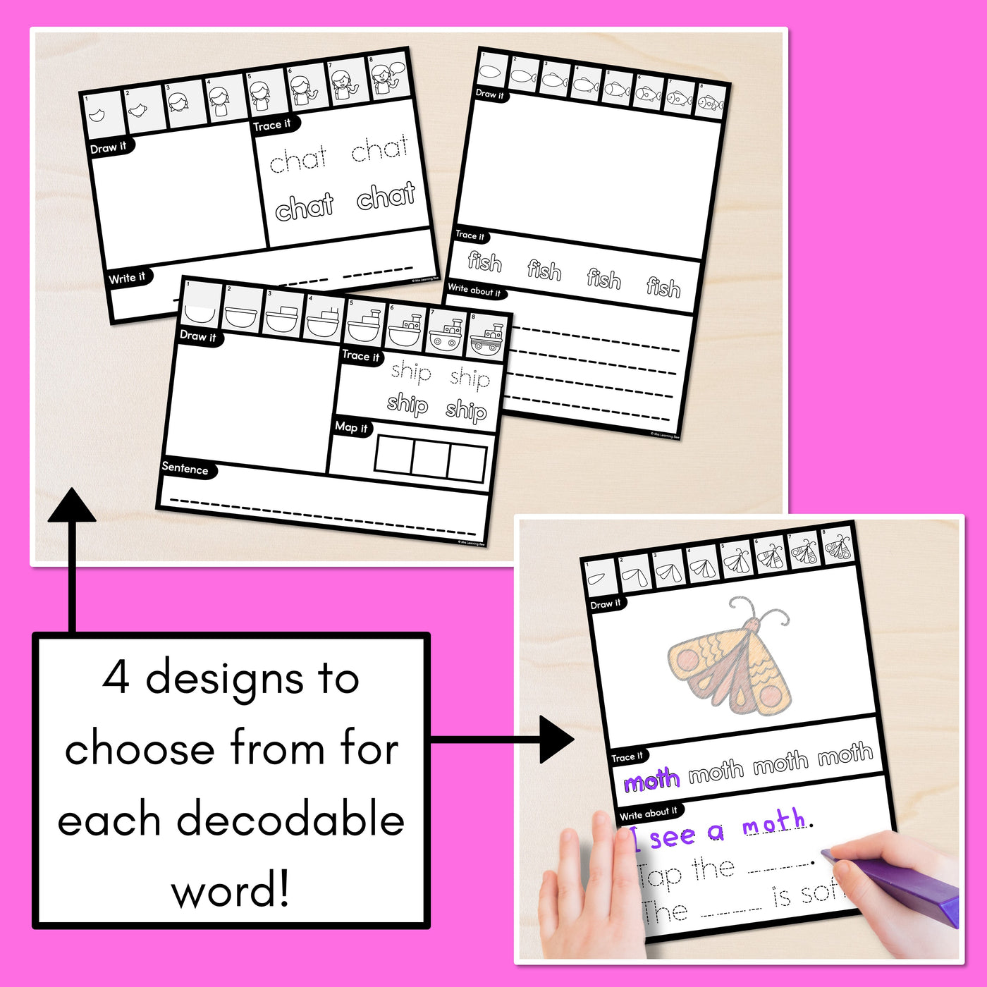 PHONICS DECODABLE DIRECTED DRAWINGS - Consonant Digraphs CH SH TH WH