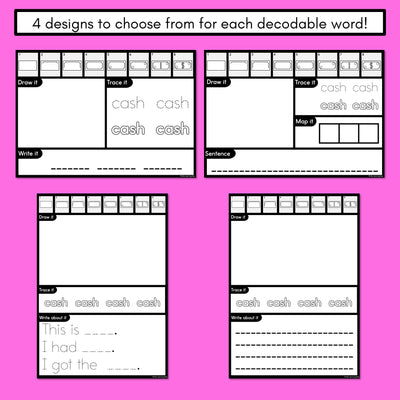 PHONICS DECODABLE DIRECTED DRAWINGS - Consonant Digraphs CH SH TH WH