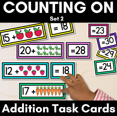 Counting On Addition Task Cards for Kindergarten and Grade 1 - Addition to 30