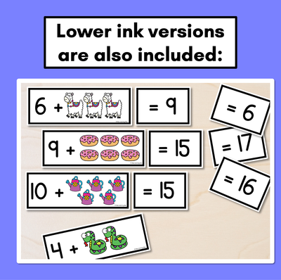 Counting On Addition Task Cards for Kindergarten & Grade 1 - Addition to 20