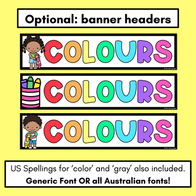 Crayon Colour Posters - Colour Classroom Display - All Australian Fonts