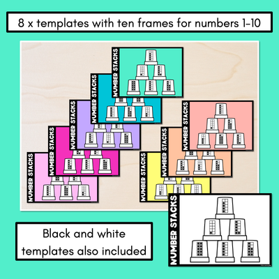 Number Stacks - Cup Stacking Templates - Numbers 1-10 - TEN FRAMES