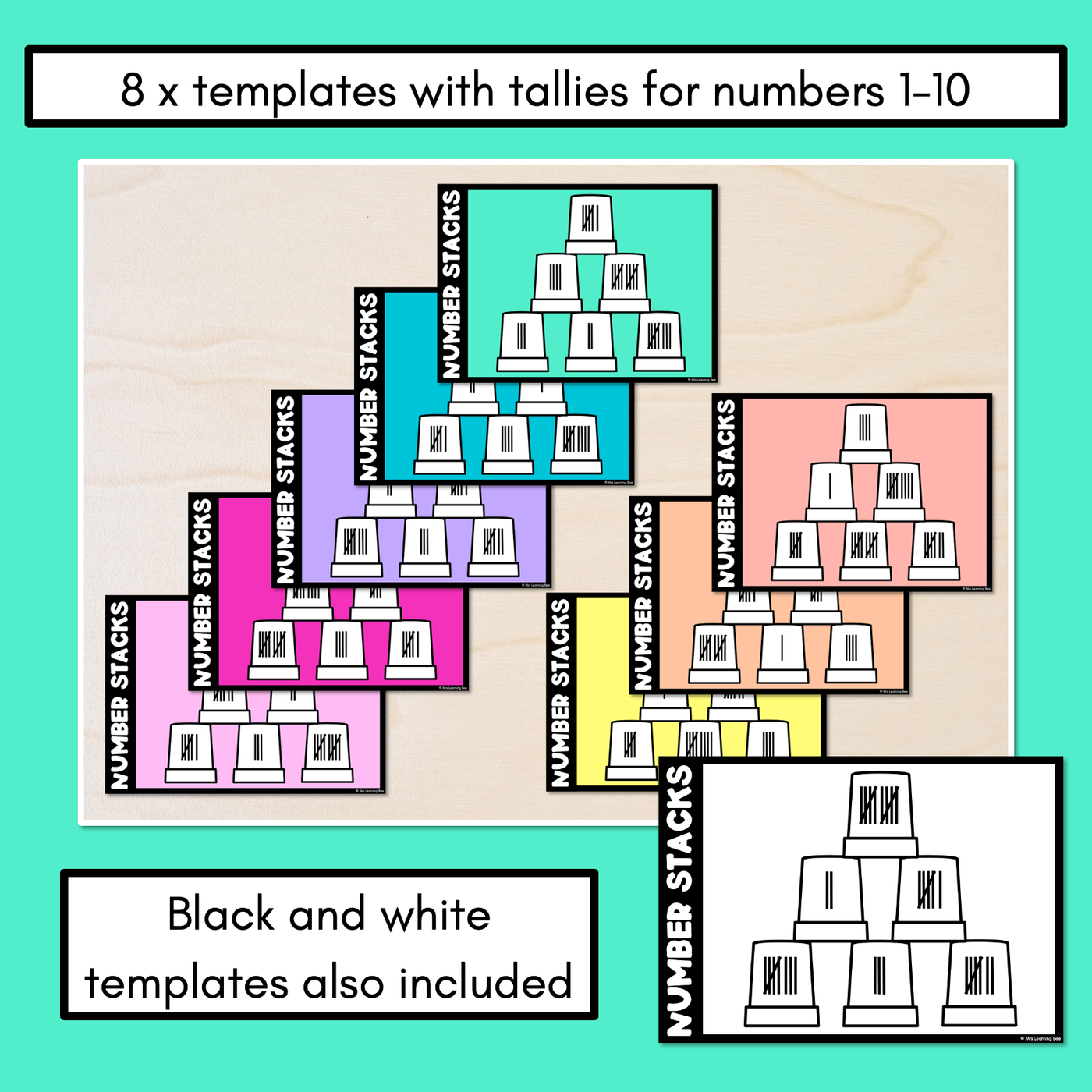 Number Stacks - Cup Stacking Templates - Numbers 1-10 - TALLIES