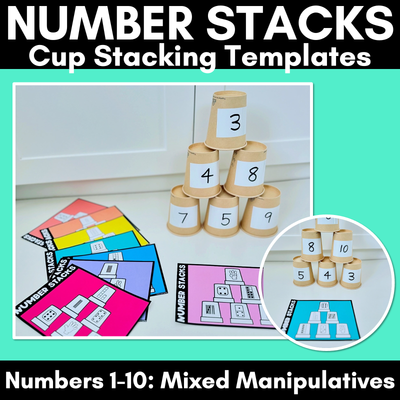 Number Stacks - Cup Stacking Templates - Numbers 1-10 - Dice, Fingers, Dominoes, Tallies, Ten Frames & Base Ten Blocks