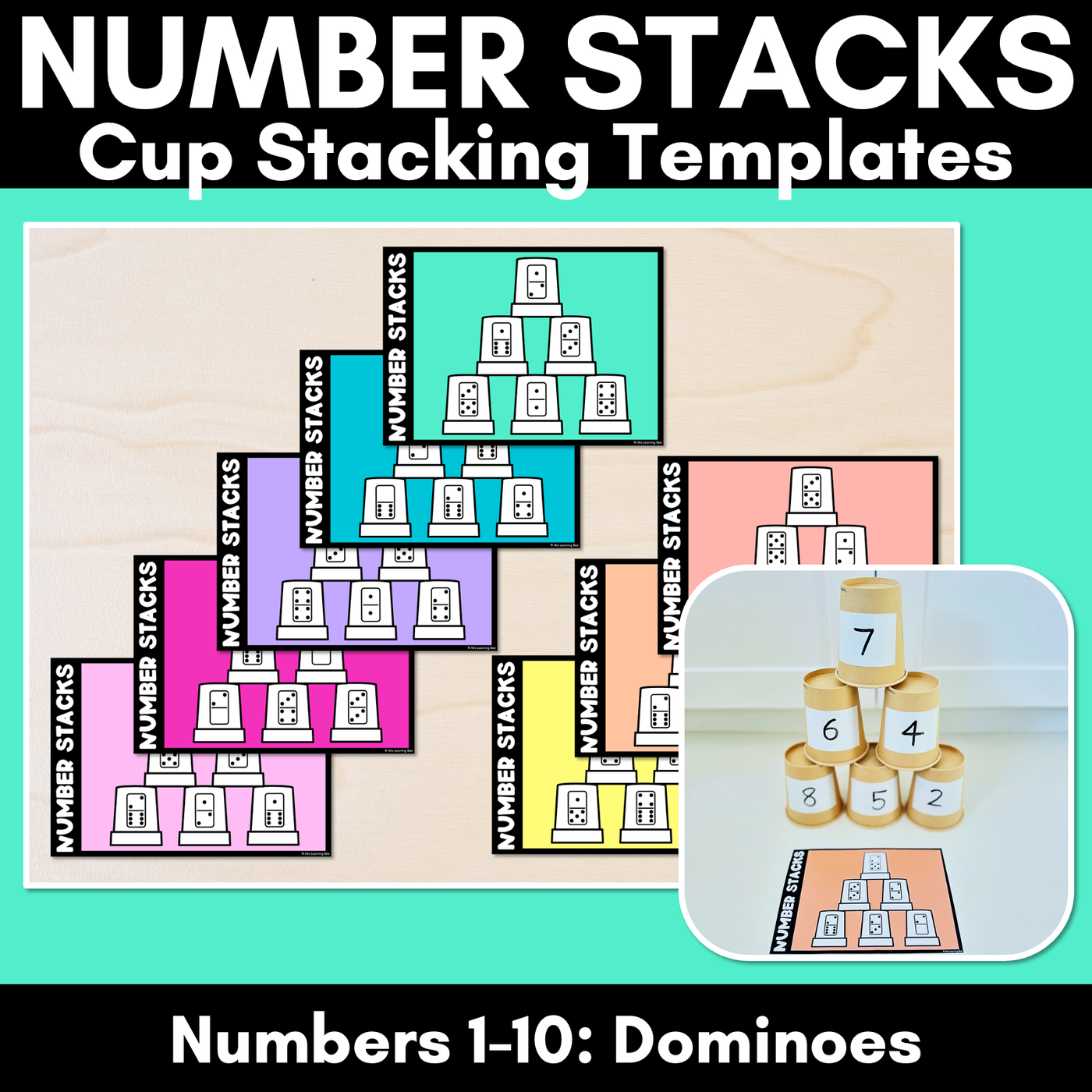 Number Stacks - Cup Stacking Templates - Numbers 1-10 - DOMINOES