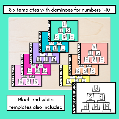 Number Stacks - Cup Stacking Templates - Numbers 1-10 - DOMINOES