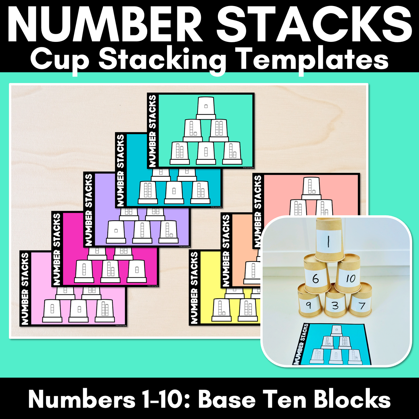 Number Stacks - Cup Stacking Templates - Numbers 1-10 - BASE TEN BLOCKS