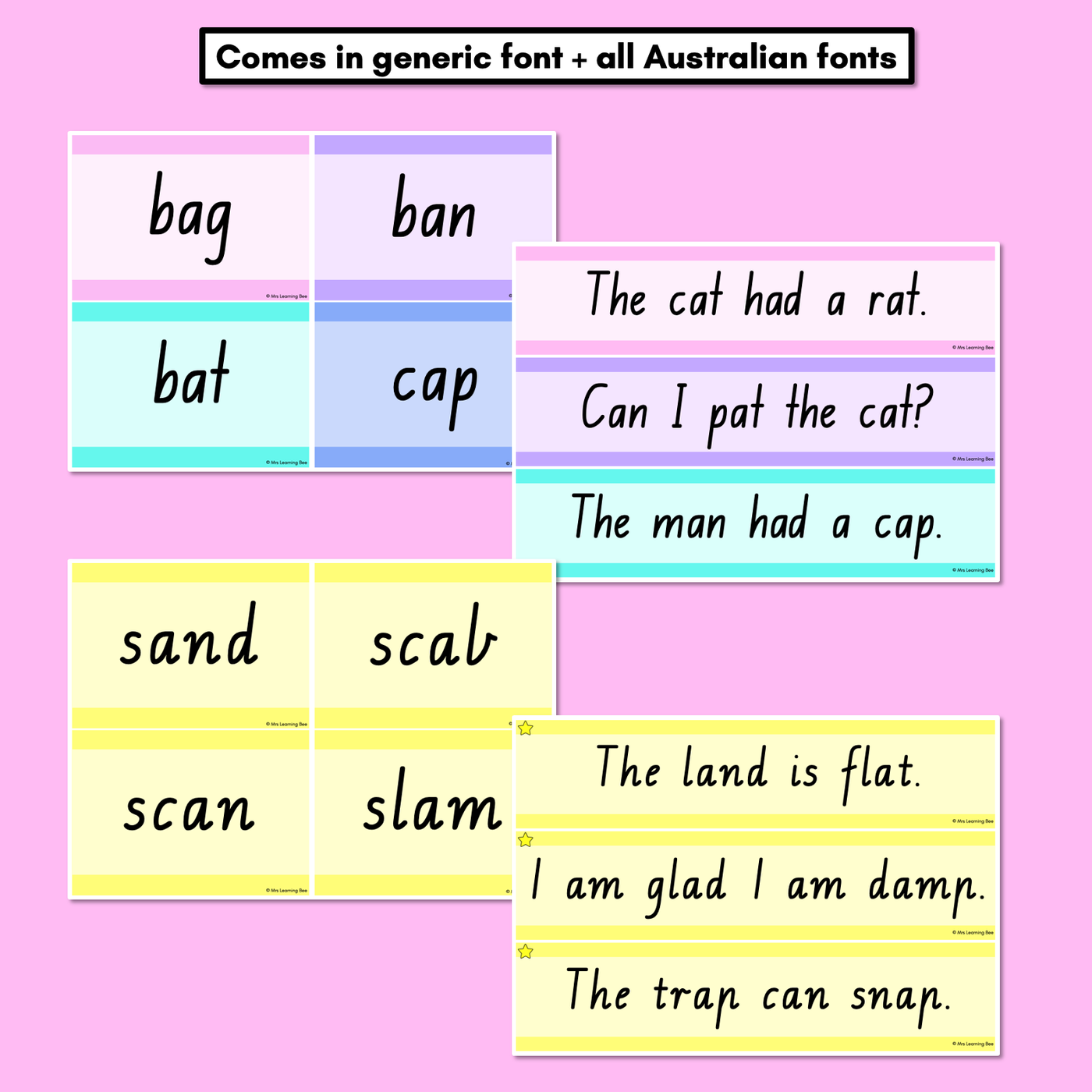 CVC CVCC CCVC Short A Decodable Words and Sentence Cards