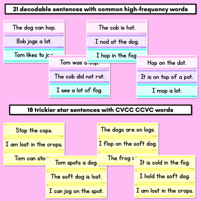 CVC CVCC CCVC Short O Decodable Words and Sentence Cards