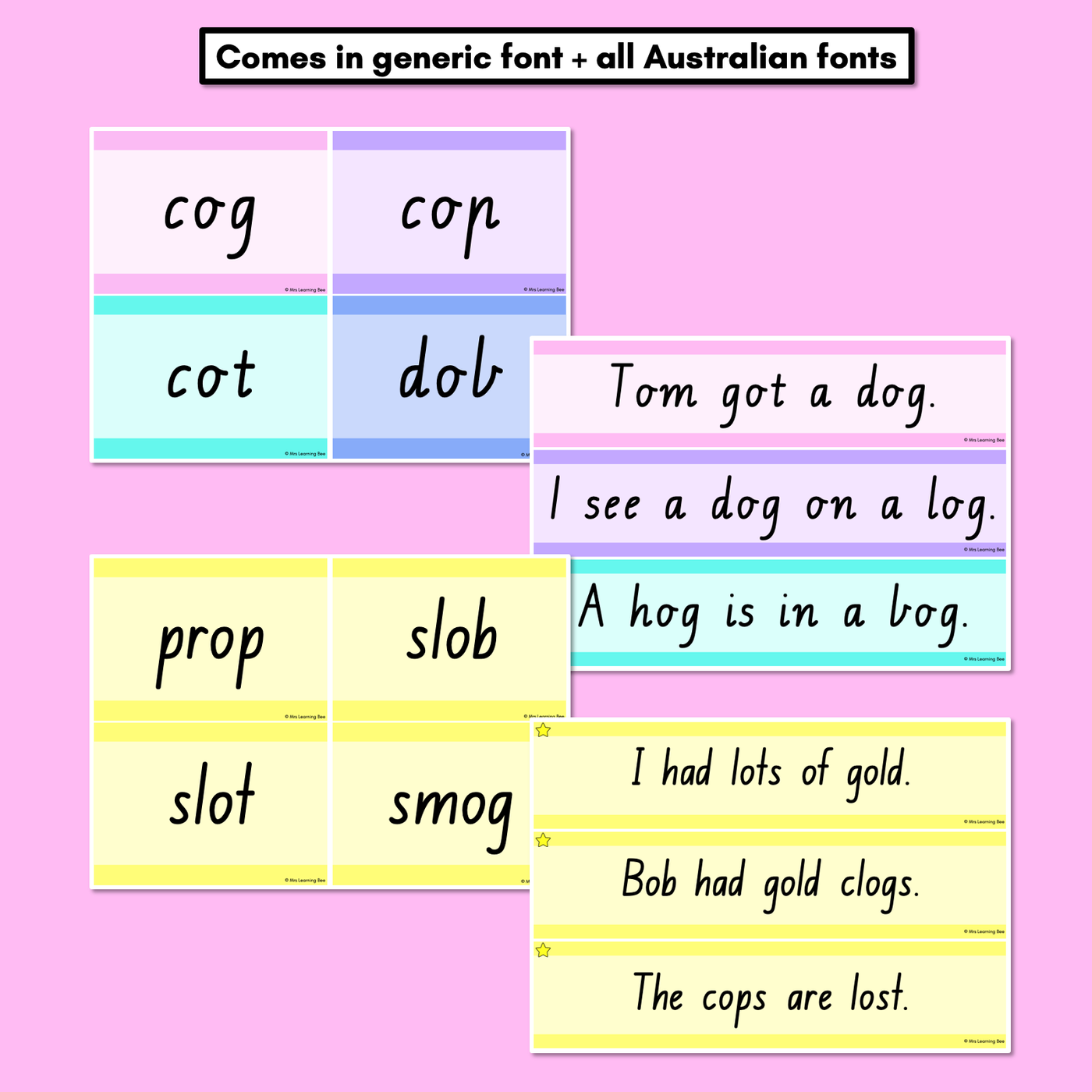 CVC CVCC CCVC Short O Decodable Words and Sentence Cards