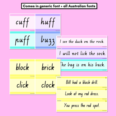 Consonant Digraphs LL SS FF ZZ CK Decodable Words and Sentence Cards