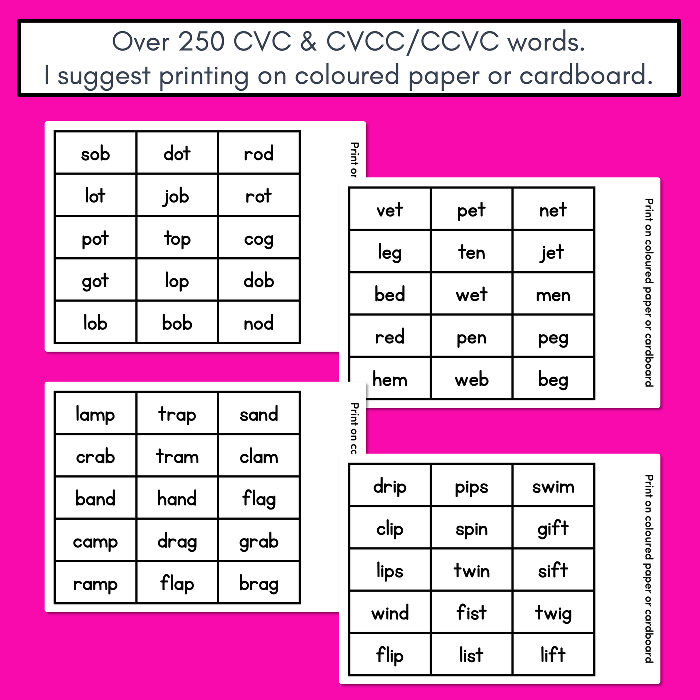 CVC & CVCC WORDS PHONICS GAME - Roll It Read It Keep It OR Roll It Spell It Keep It