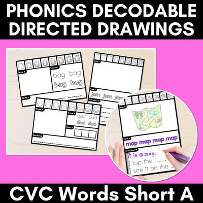 PHONICS DECODABLE DIRECTED DRAWINGS - CVC Words Short A